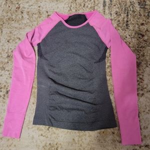 Hot pink and grey workout top